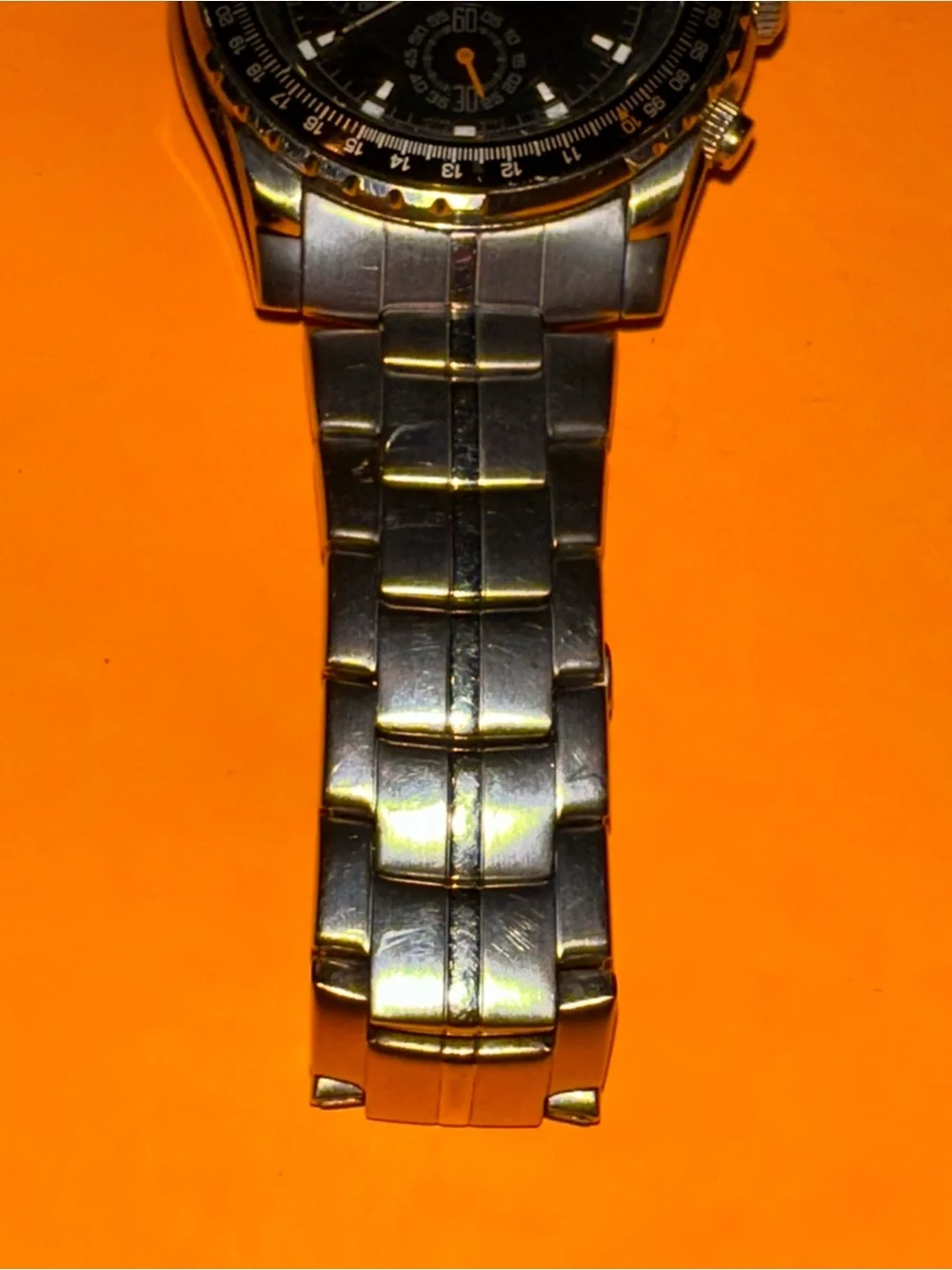 Casio MTP-4500 Chronograph WR 50M Watch Silver Black Slide Rule Bezel NEW BATT
